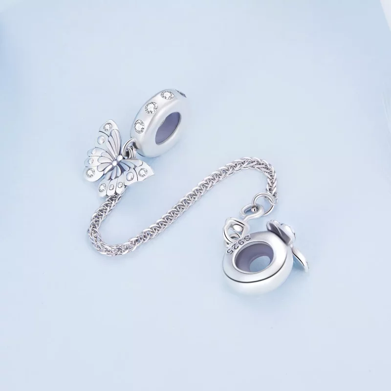 (imagen para) Cadena de seguridad con estilo Pandora en forma de mariposa - BSC801 - Ver 3