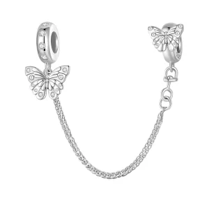 (imagen para) Cadena de seguridad con estilo Pandora en forma de mariposa - BSC801