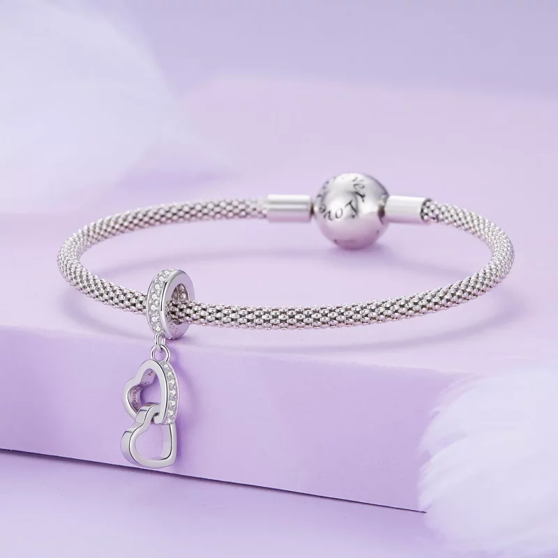 (imagen para) Charm de corazones entrelazados al estilo de Pandora - SCC2455 - Ver 3