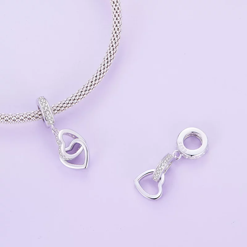 (imagen para) Charm de corazones entrelazados al estilo de Pandora - SCC2455 - Ver 4
