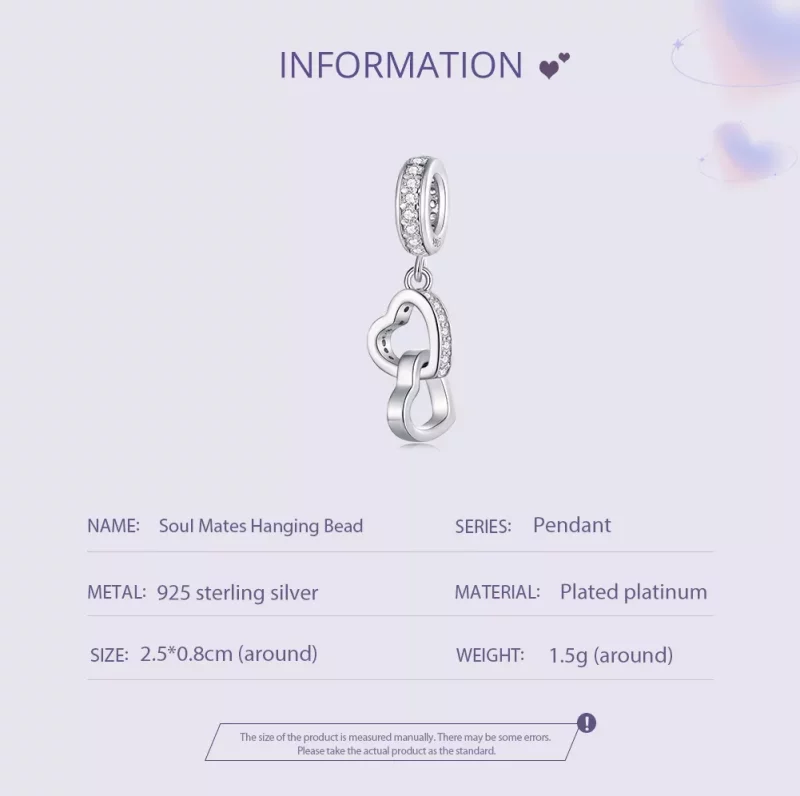 (imagen para) Charm de corazones entrelazados al estilo de Pandora - SCC2455 - Ver 5