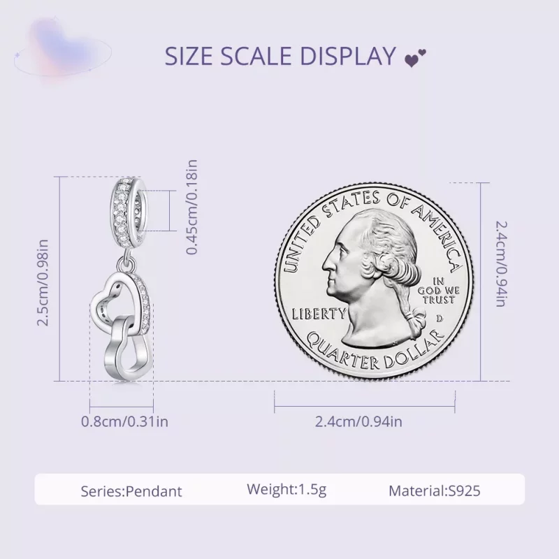 (imagen para) Charm de corazones entrelazados al estilo de Pandora - SCC2455 - Ver 6
