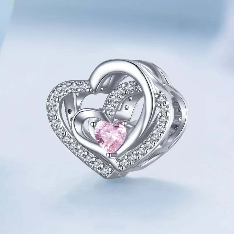 (imagen para) Charm de Doble Corazón al Estilo Pandora - BSC695 - Ver 2