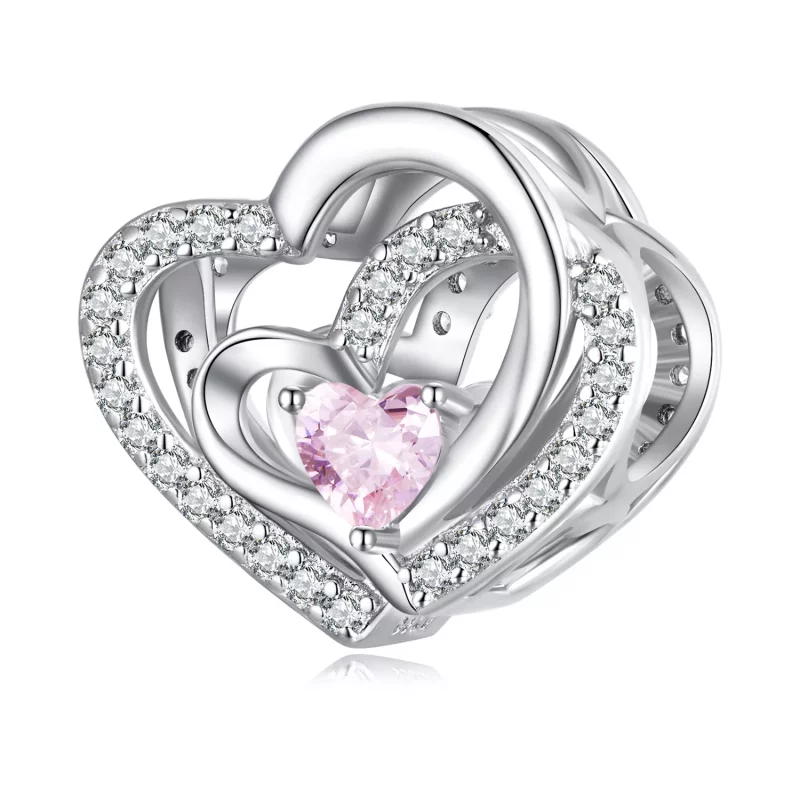(imagen para) Charm de Doble Corazón al Estilo Pandora - BSC695