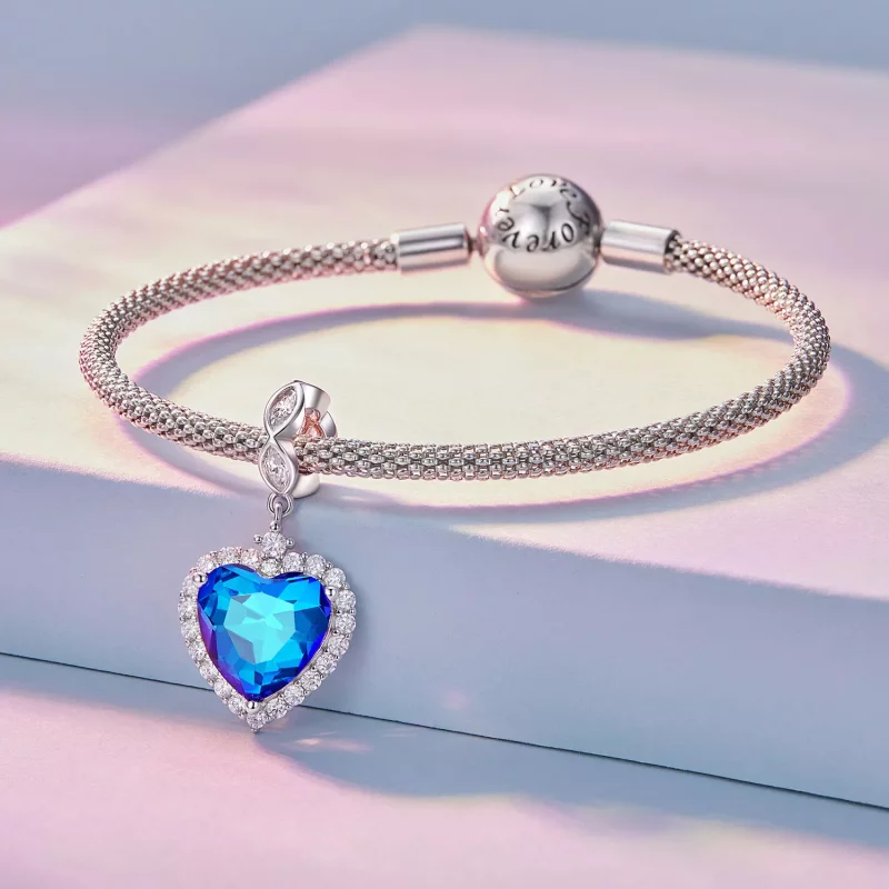 (imagen para) Charm en estilo Pandora con corazón azul - BSC775 - Ver 3