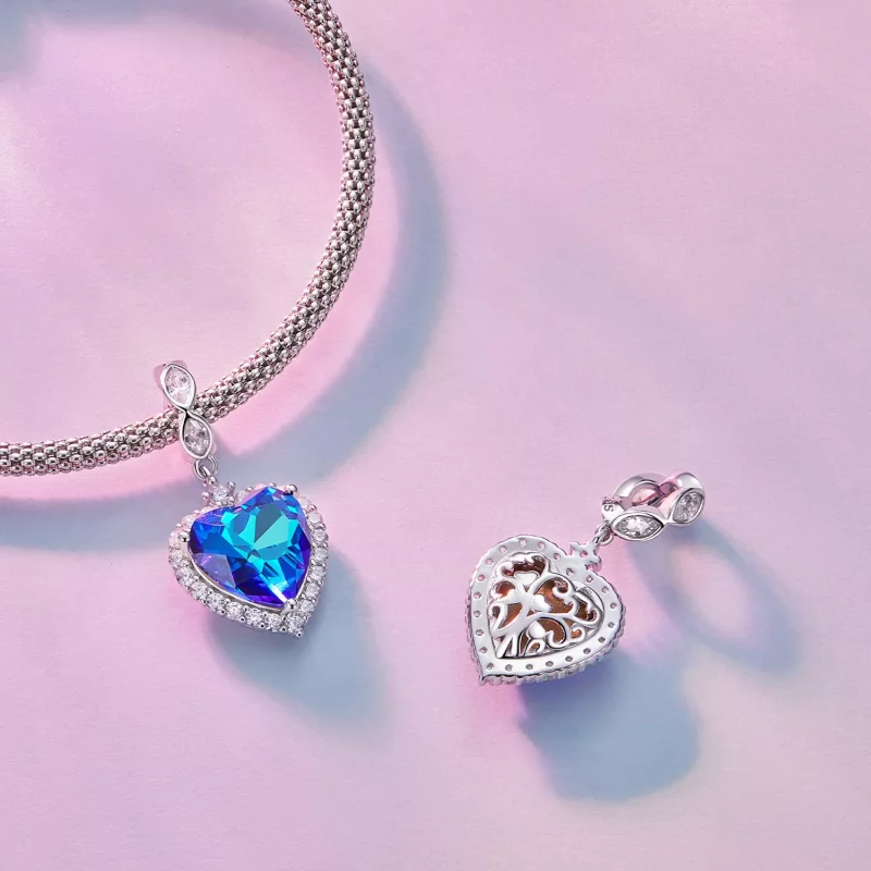 (imagen para) Charm en estilo Pandora con corazón azul - BSC775 - Ver 4
