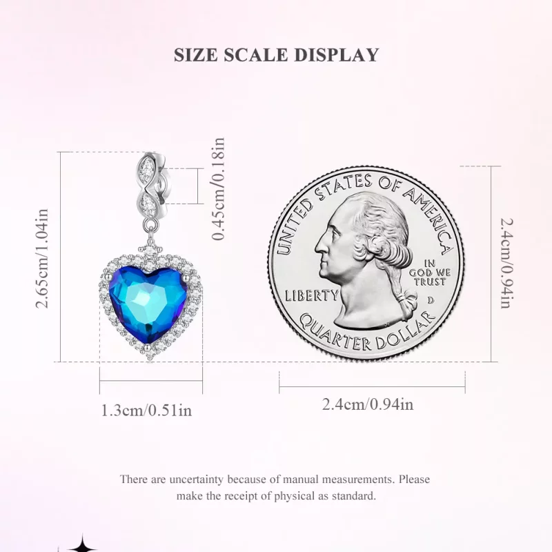 (imagen para) Charm en estilo Pandora con corazón azul - BSC775 - Ver 5