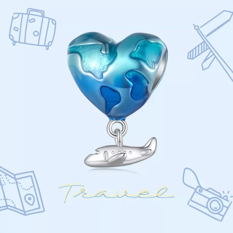 (imagen para) Charm estilo Pandora de globo terráqueo - SCC2481 - Ver 3
