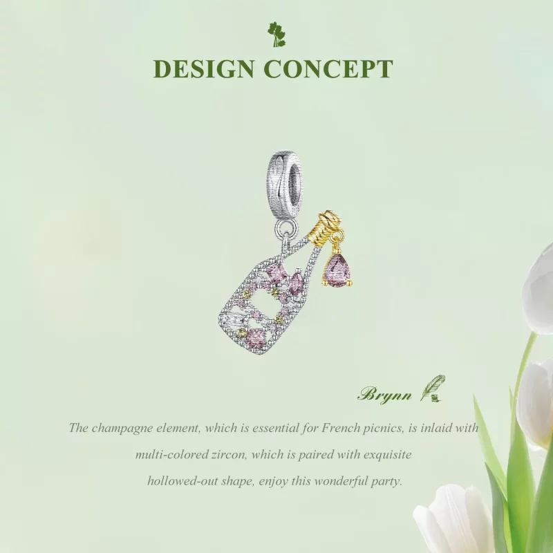 (imagen para) Charm estilo Pandora en color champán - BSC863 - Ver 4