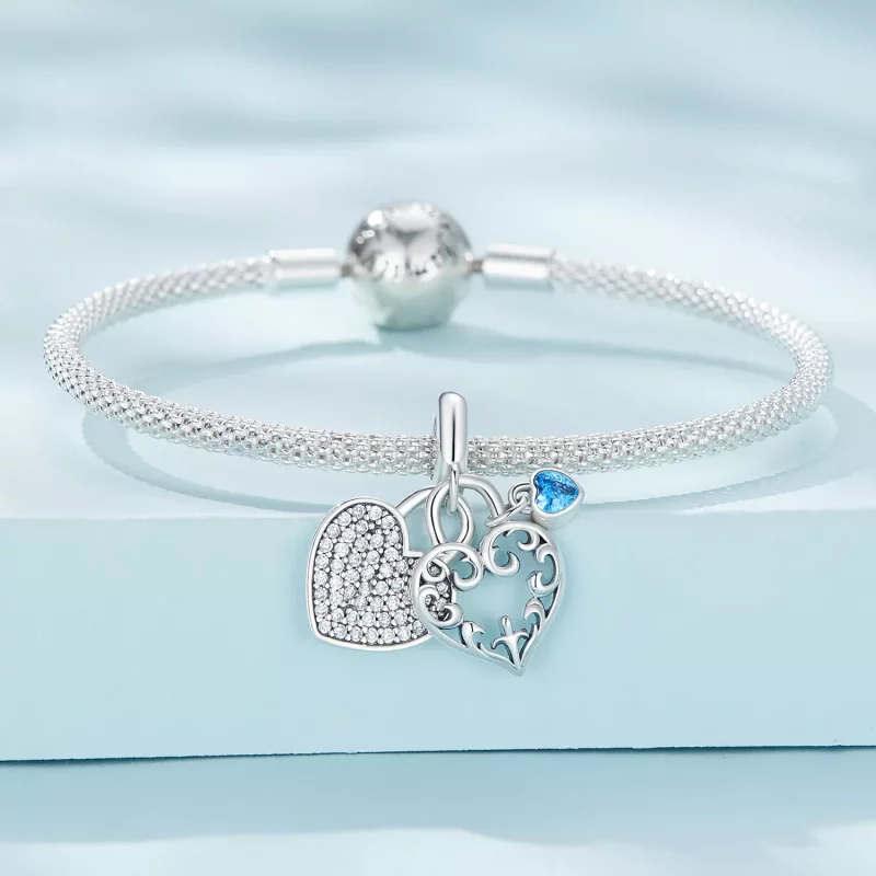(imagen para) Charm tipo Pandora con corazón entrelazado - SCC2502 - Ver 3