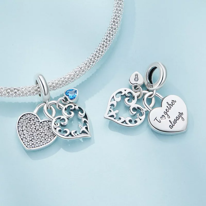 (imagen para) Charm tipo Pandora con corazón entrelazado - SCC2502 - Ver 4