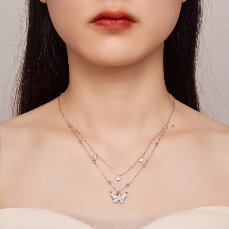 (imagen para) Collar de Doble Cadena con Estilo Pandora - BSN308 - Ver 6