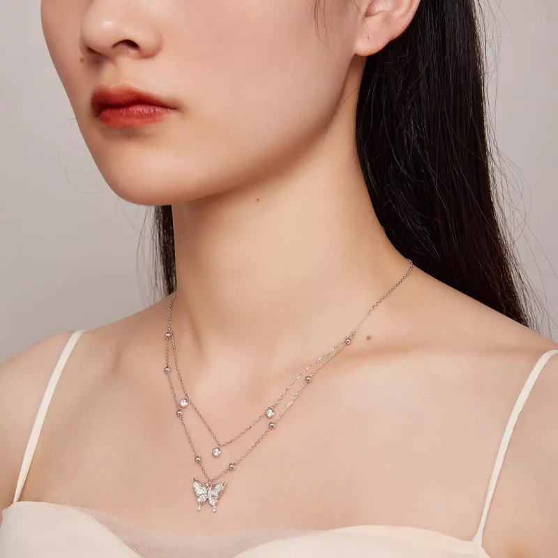 (imagen para) Collar de Doble Cadena con Estilo Pandora - BSN308 - Ver 7