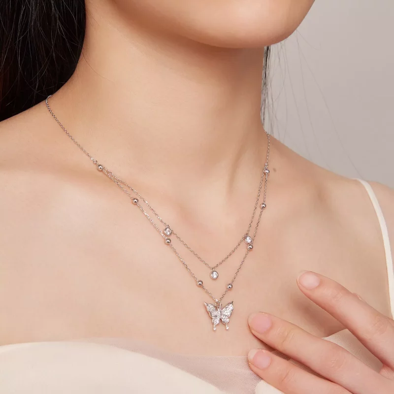 (imagen para) Collar de Doble Cadena con Estilo Pandora - BSN308 - Ver 8