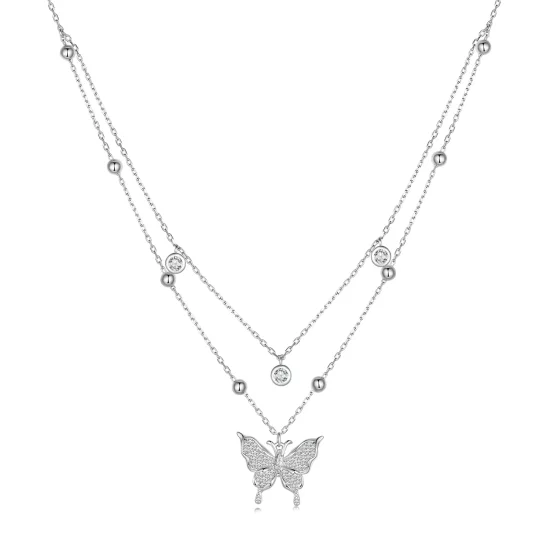(imagen para) Collar de Doble Cadena con Estilo Pandora - BSN308