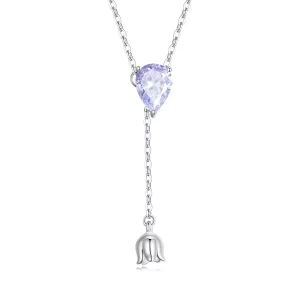 Collar estilo Pandora con amatista - BSN271 (imagen para) Collar estilo Pandora con amatista - BSN271