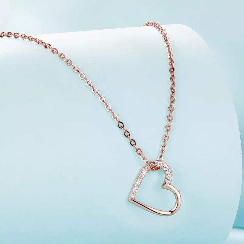 (imagen para) Collar estilo Pandora con corazón de oro rosa - SCN347-C - Ver 3