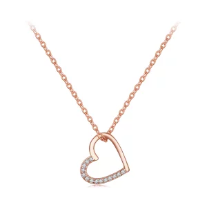 Collar estilo Pandora con corazón de oro rosa - SCN347-C (imagen para) Collar estilo Pandora con corazón de oro rosa - SCN347-C