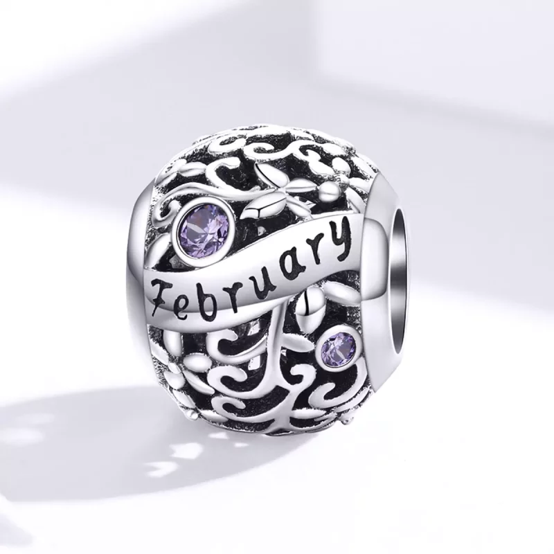 (imagen para) Piedra de nacimiento de febrero estilo Pandora - SCC1385-2 - Ver 4
