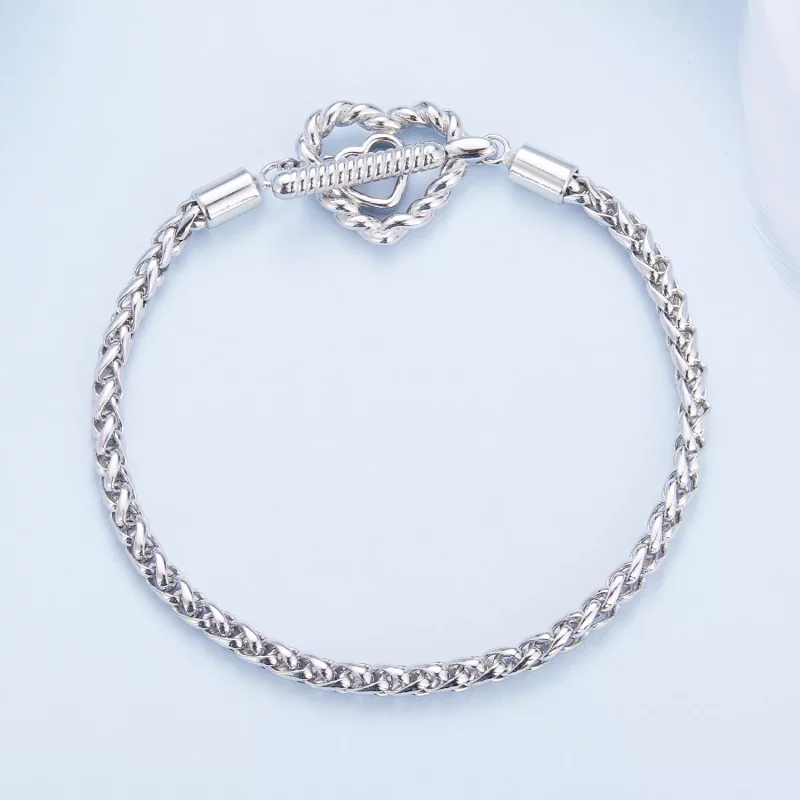 (imagen para) Pulsera de estilo Pandora con corazón y cierre en forma de T - BSB132 - Ver 3