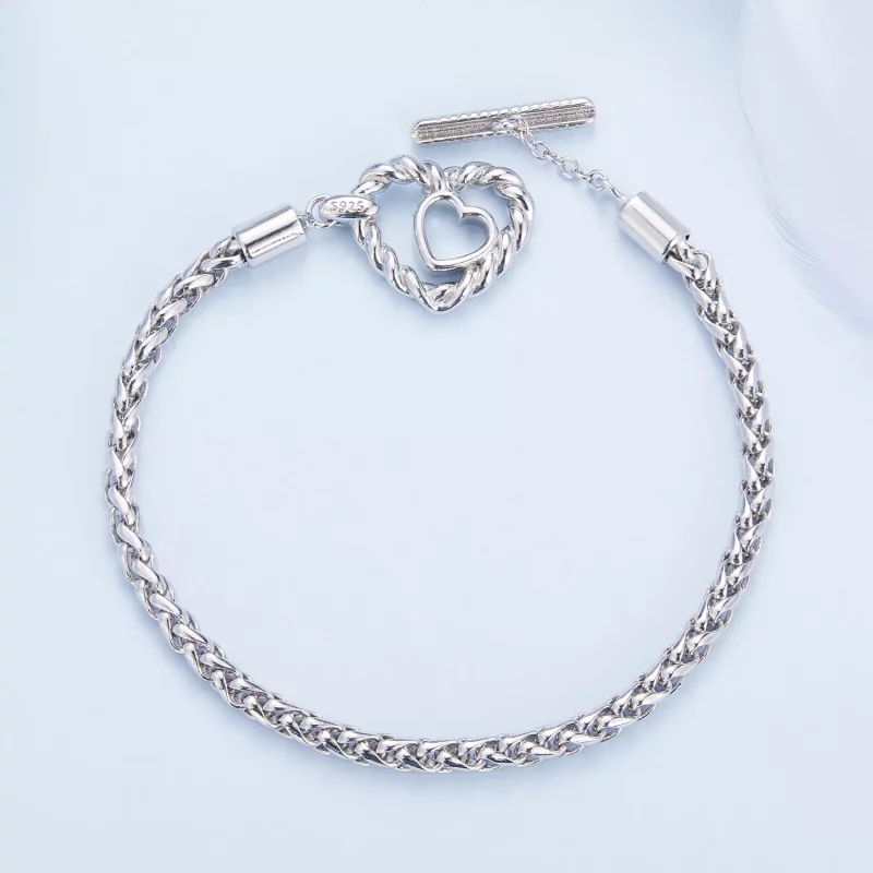 (imagen para) Pulsera de estilo Pandora con corazón y cierre en forma de T - BSB132 - Ver 4