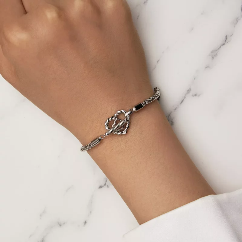 (imagen para) Pulsera de estilo Pandora con corazón y cierre en forma de T - BSB132 - Ver 6
