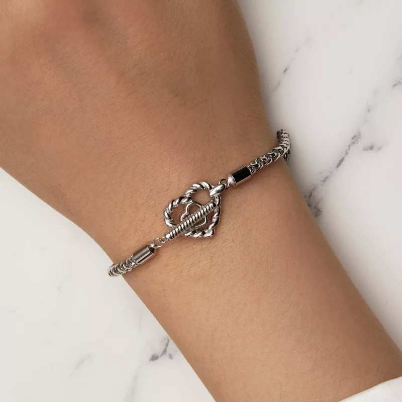 (imagen para) Pulsera de estilo Pandora con corazón y cierre en forma de T - BSB132 - Ver 8