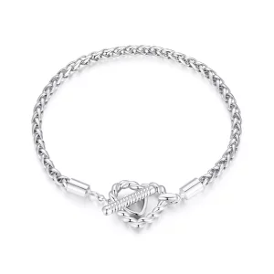 (imagen para) Pulsera de estilo Pandora con corazón y cierre en forma de T - BSB132