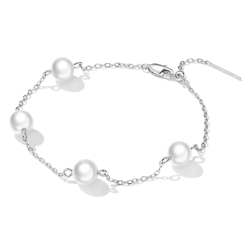 (imagen para) Pulsera de Estilo Pandora con Perlas - BSB090 - Ver 3