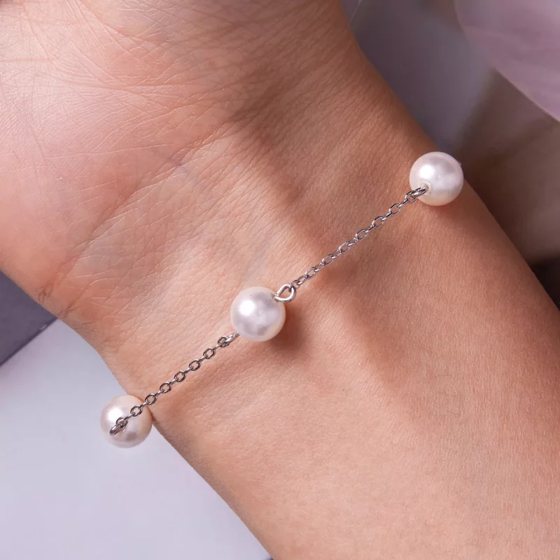 (imagen para) Pulsera de Estilo Pandora con Perlas - BSB090 - Ver 5