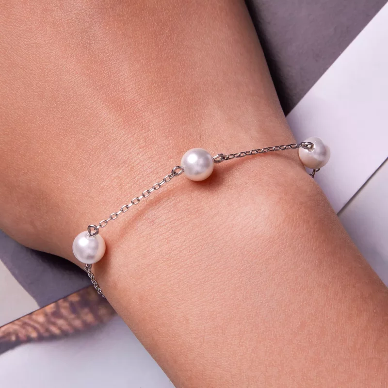 (imagen para) Pulsera de Estilo Pandora con Perlas - BSB090 - Ver 6