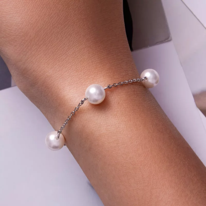 (imagen para) Pulsera de Estilo Pandora con Perlas - BSB090 - Ver 7