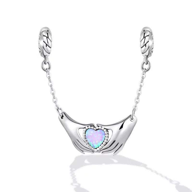 (imagen para) Pulsera de seguridad en forma de corazón familiar estilo Pandora - BSC597 - Ver 2