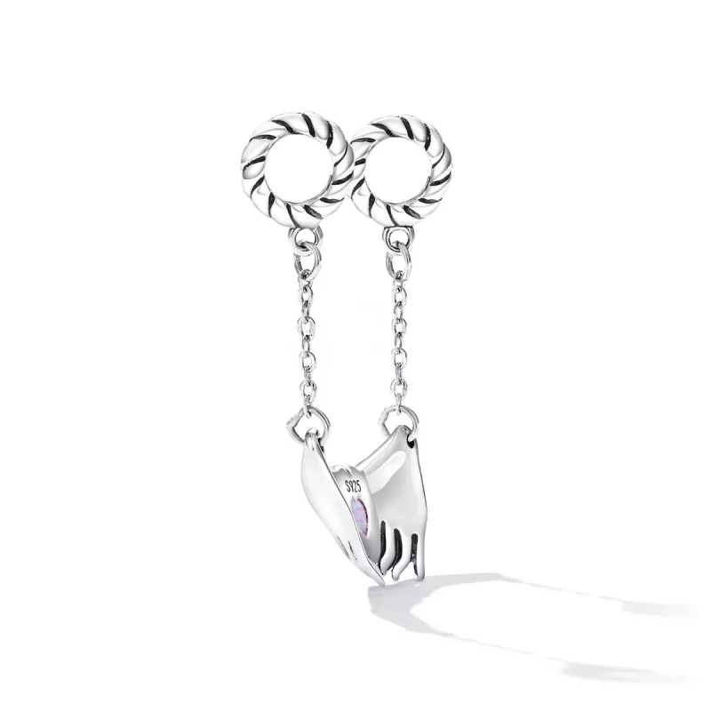 (imagen para) Pulsera de seguridad en forma de corazón familiar estilo Pandora - BSC597 - Ver 3