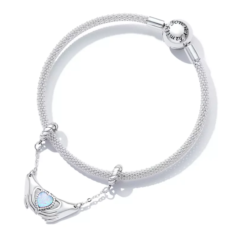 (imagen para) Pulsera de seguridad en forma de corazón familiar estilo Pandora - BSC597 - Ver 5