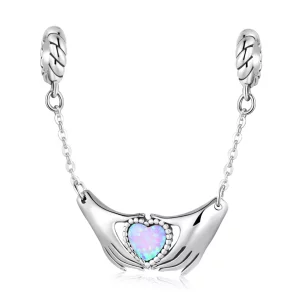 (imagen para) Pulsera de seguridad en forma de corazón familiar estilo Pandora - BSC597