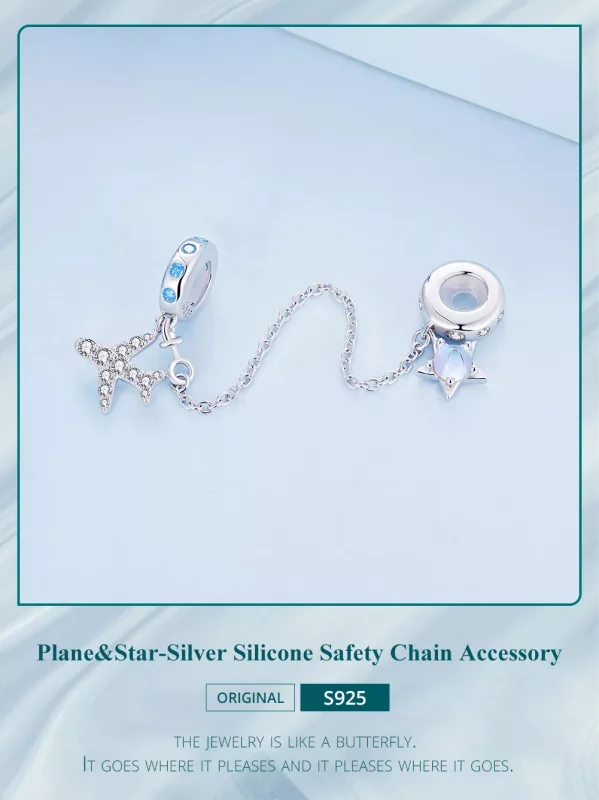 (imagen para) Pulsera de seguridad estilo Pandora con estrellas y galaxia - BSC738 - Ver 2