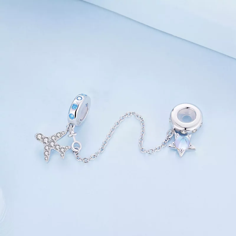 (imagen para) Pulsera de seguridad estilo Pandora con estrellas y galaxia - BSC738 - Ver 3