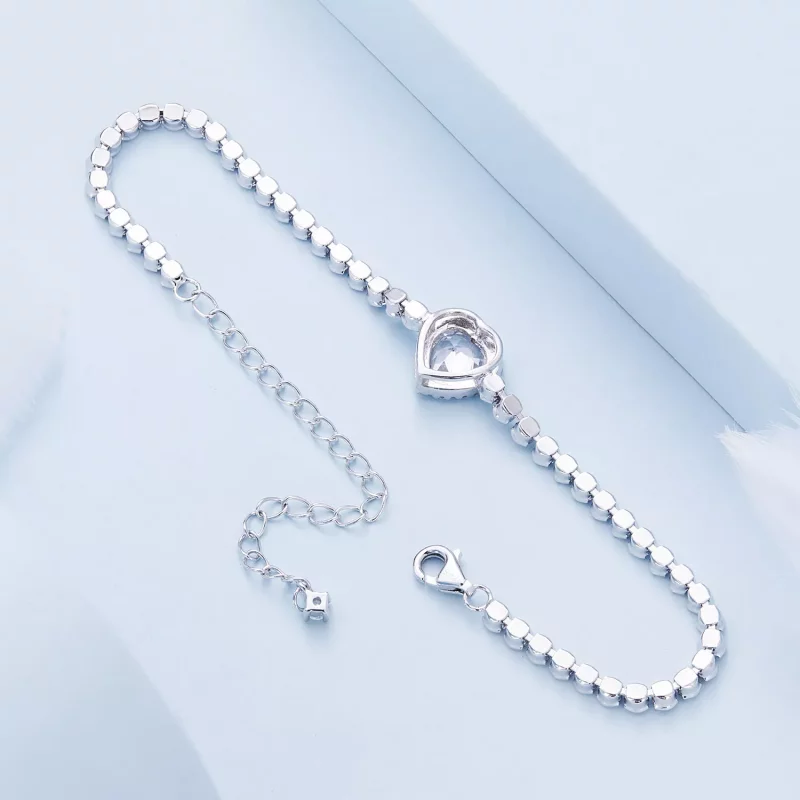 (imagen para) Pulsera de tenis con estilo Pandora en forma de corazón - BSB098 - Ver 4