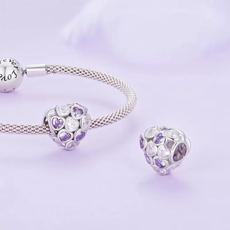 (imagen para) Pulsera estilo Pandora con dijes de corazones por todas partes - SCC2451 - Ver 4