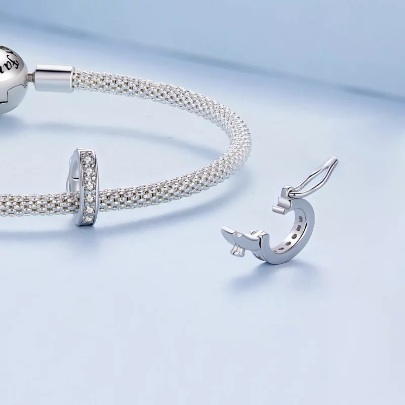 (imagen para) Pulsera estilo Pandora con encanto separador transparente brillante - BSC886 - Ver 4