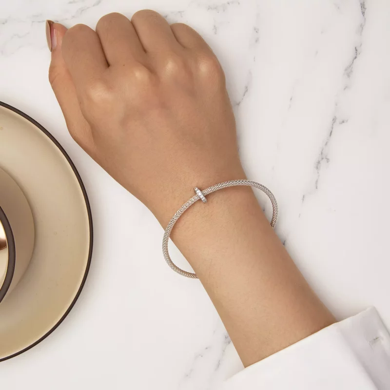 (imagen para) Pulsera estilo Pandora con encanto separador transparente brillante - BSC886 - Ver 7