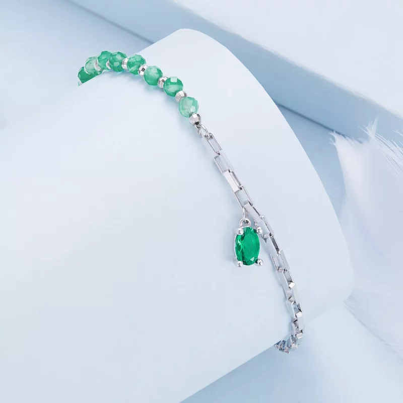 (imagen para) Pulsera estilo Pandora verde - BSB128 - Ver 3