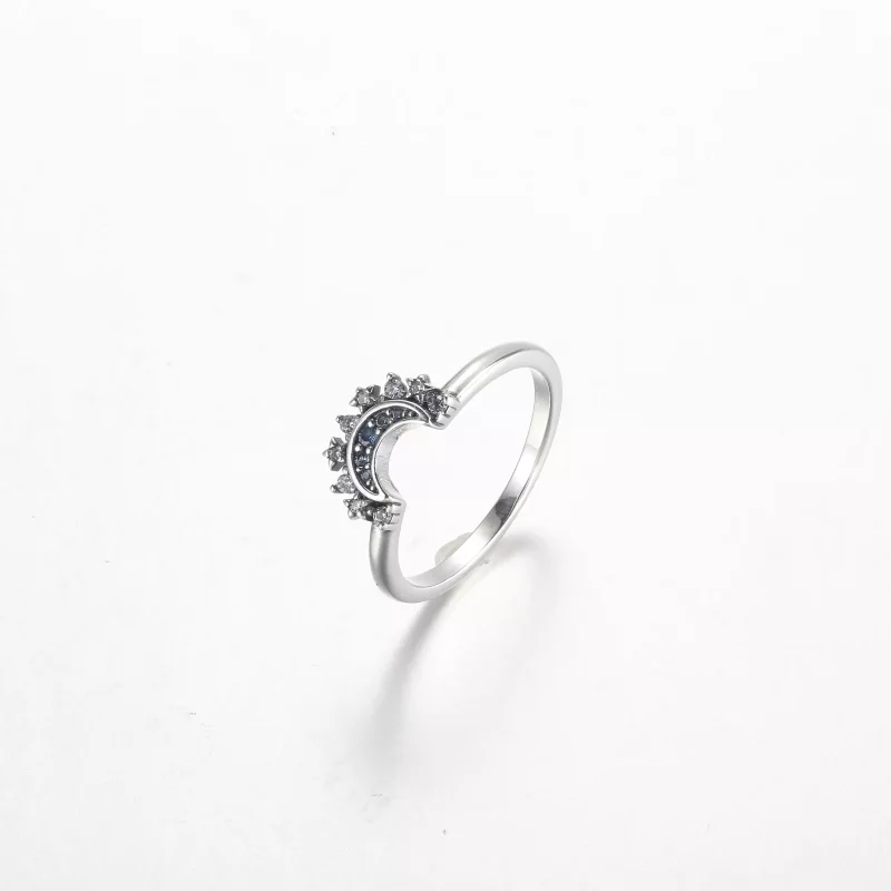 (imagen para) Anillo Pandora Celestial Blue Sparkling Moon - 192675C01 - Ver 2