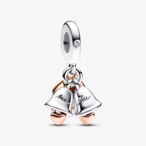 (imagen para) Charm colgante de doble campana de boda en dos tonos de Pandora - 782592C01