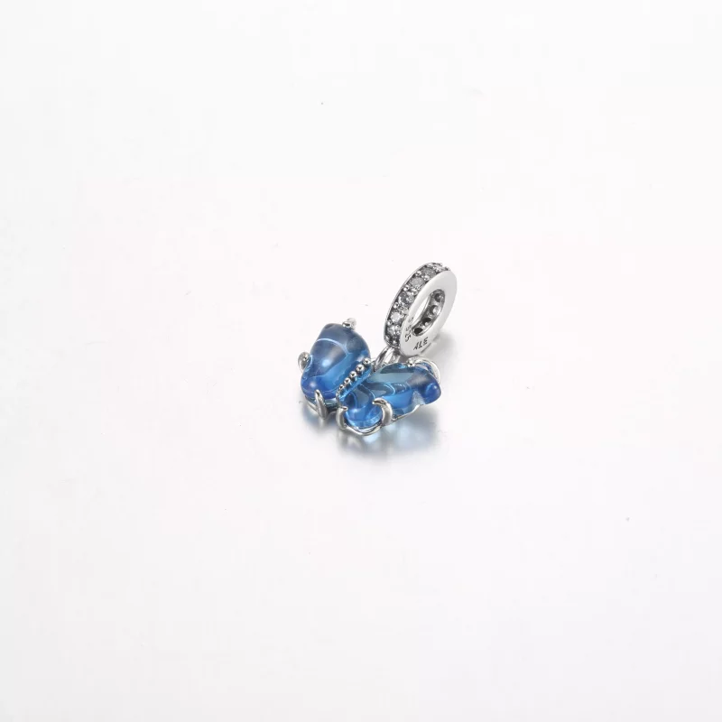 (imagen para) Charm colgante de mariposa de vidrio Murano azul Pandora - 792698C01 - Ver 2