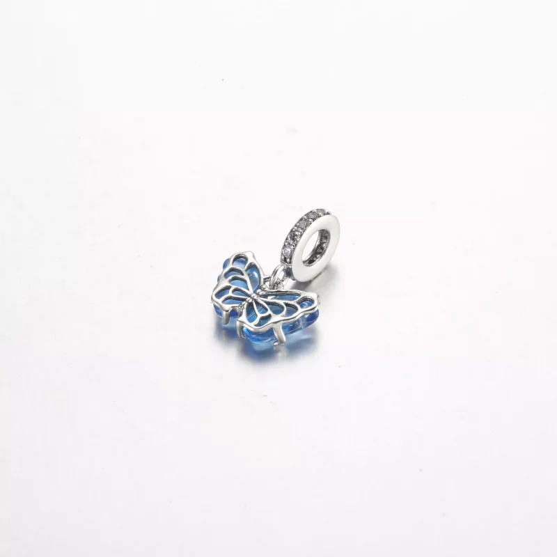 (imagen para) Charm colgante de mariposa de vidrio Murano azul Pandora - 792698C01 - Ver 3
