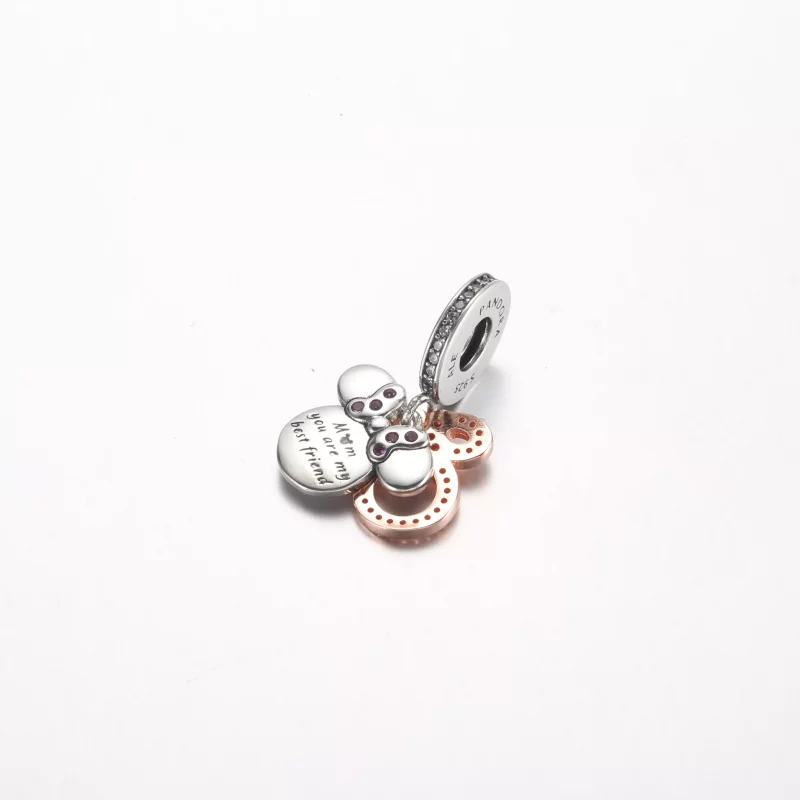 (imagen para) Charm colgante doble con silueta de Minnie Mouse de Disney Pandora - 782615C01 - Ver 3
