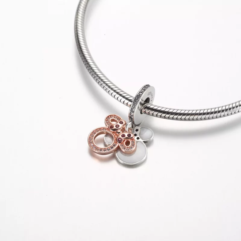 (imagen para) Charm colgante doble con silueta de Minnie Mouse de Disney Pandora - 782615C01 - Ver 4