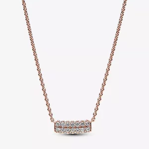 (imagen para) Collar Pandora Timeless Pavé de Doble Fila de Barra Collier - 382621C01-45